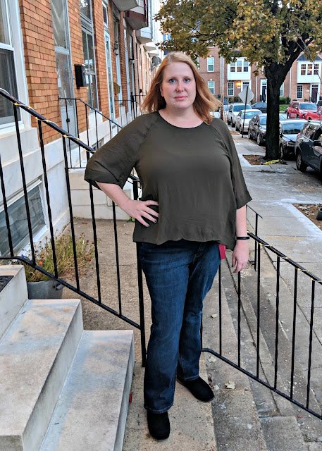 Cameo Stephy Mix Blouse, $65 Delancey Studio Hudson Bootcut Jean, $69